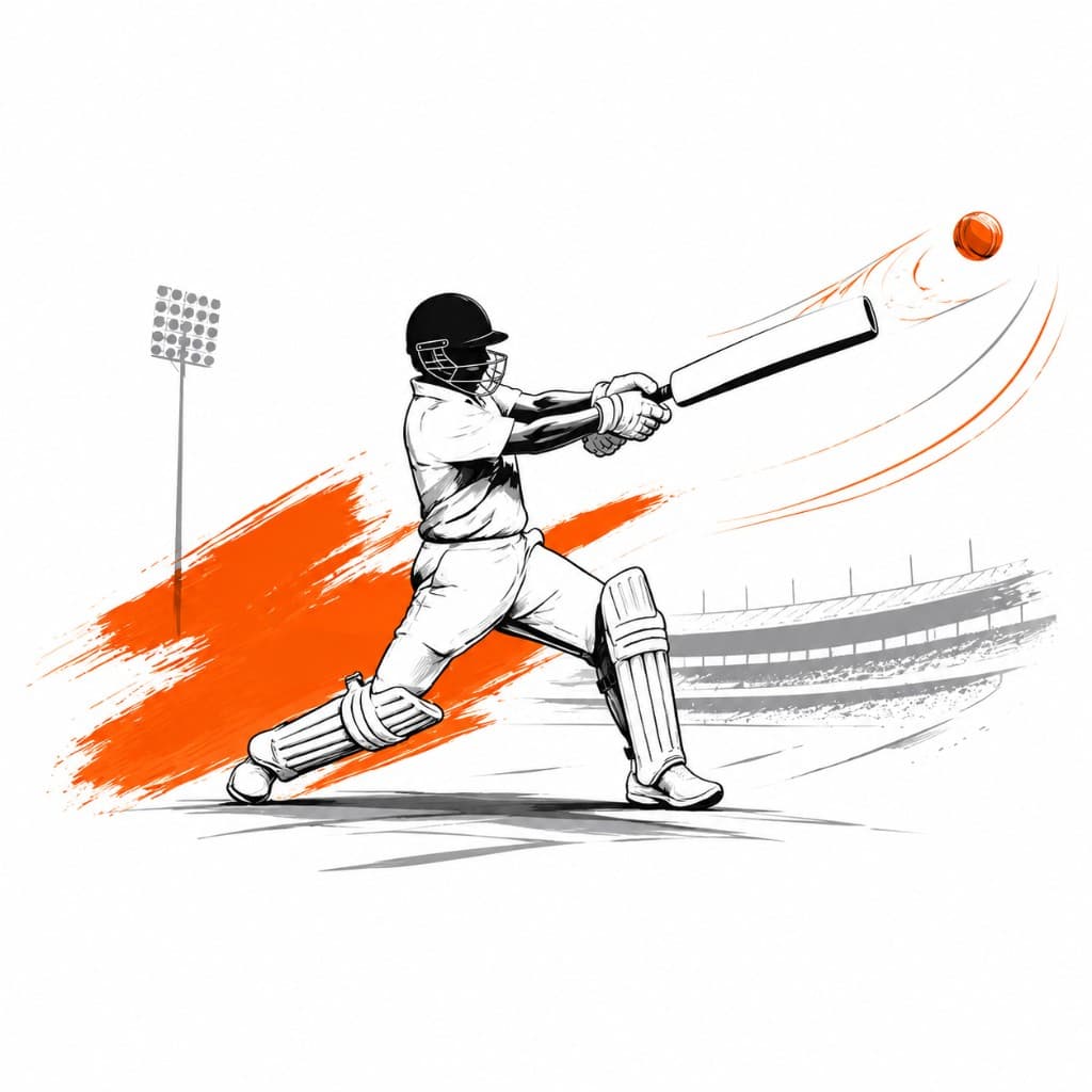 Cricket batsman hitting a ball